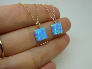 Wire Wrapped Opal Necklace – Minimalist Geometric Charm