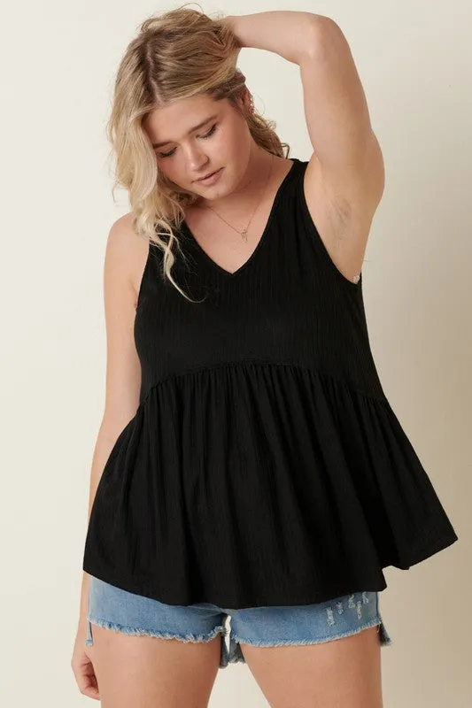 With Every Fiber Babydoll Top in Black