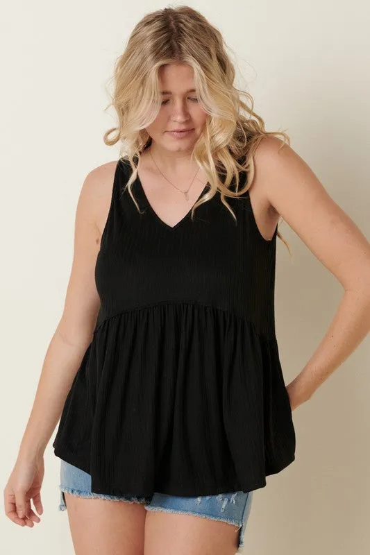 With Every Fiber Babydoll Top in Black