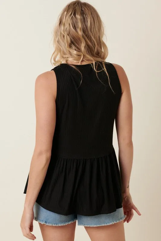 With Every Fiber Babydoll Top in Black