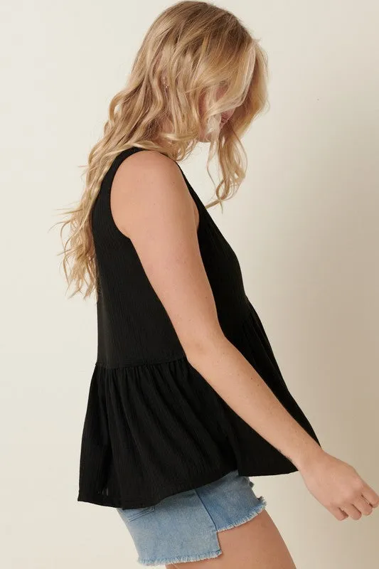 With Every Fiber Babydoll Top in Black