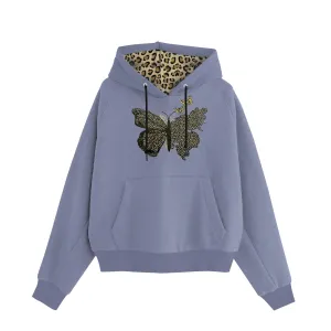 Women's Butterfly Printed Hoodie - Light Purple