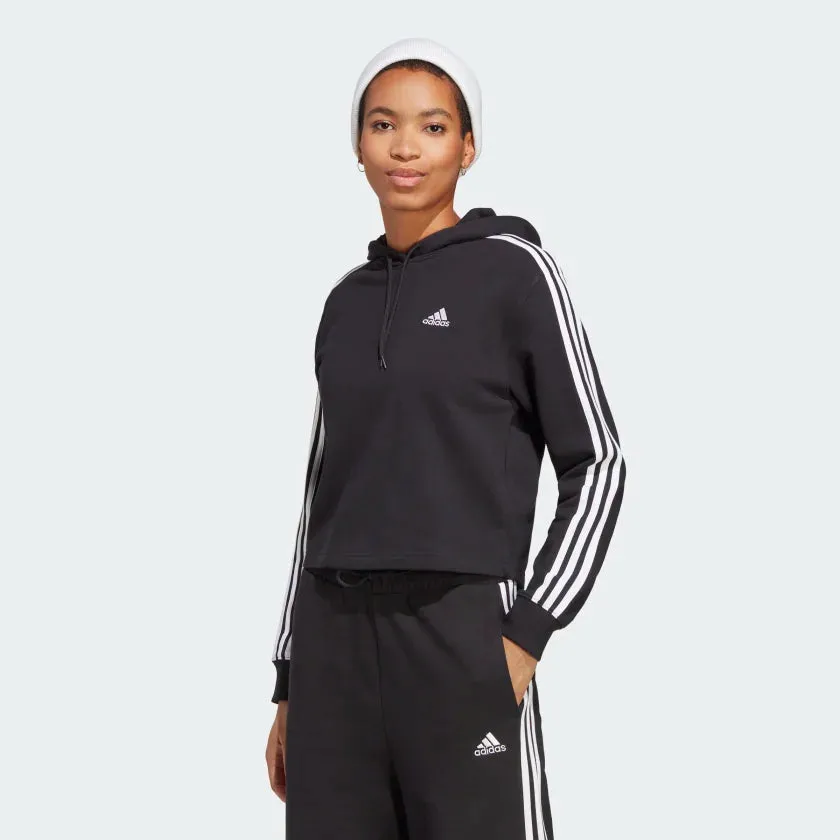 Women's Essentials 3 Stripe French Terry Crop Hoodie