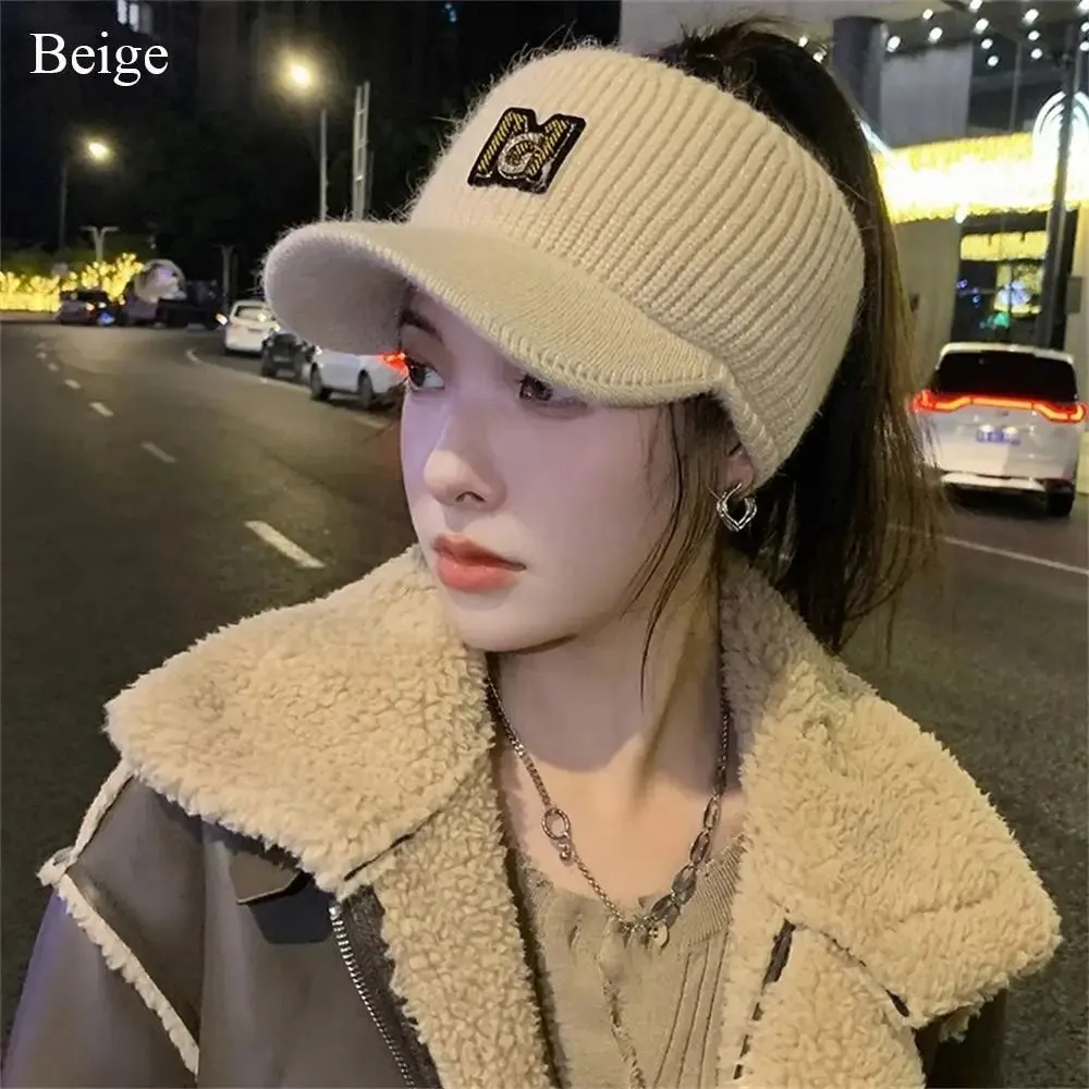 Women's Rabbit Knitted Ponytail Hat - Autumn Winter Warm Outdoor Sports Golf Baseball Cap with Empty Top