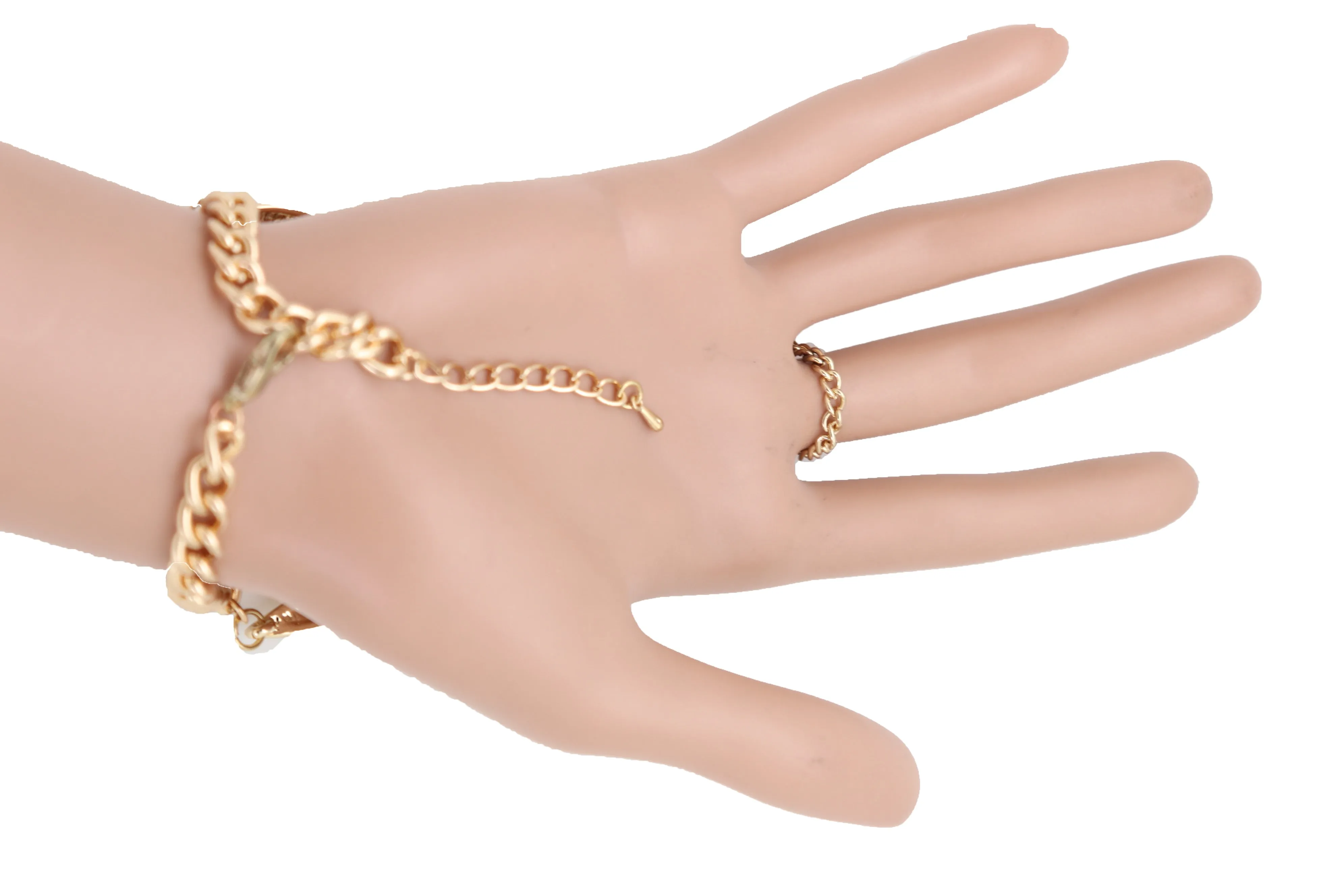 Wrist Bracelet Jewelry Gold Metal Hand Chain Ring Moon Crescent Charms Hot
