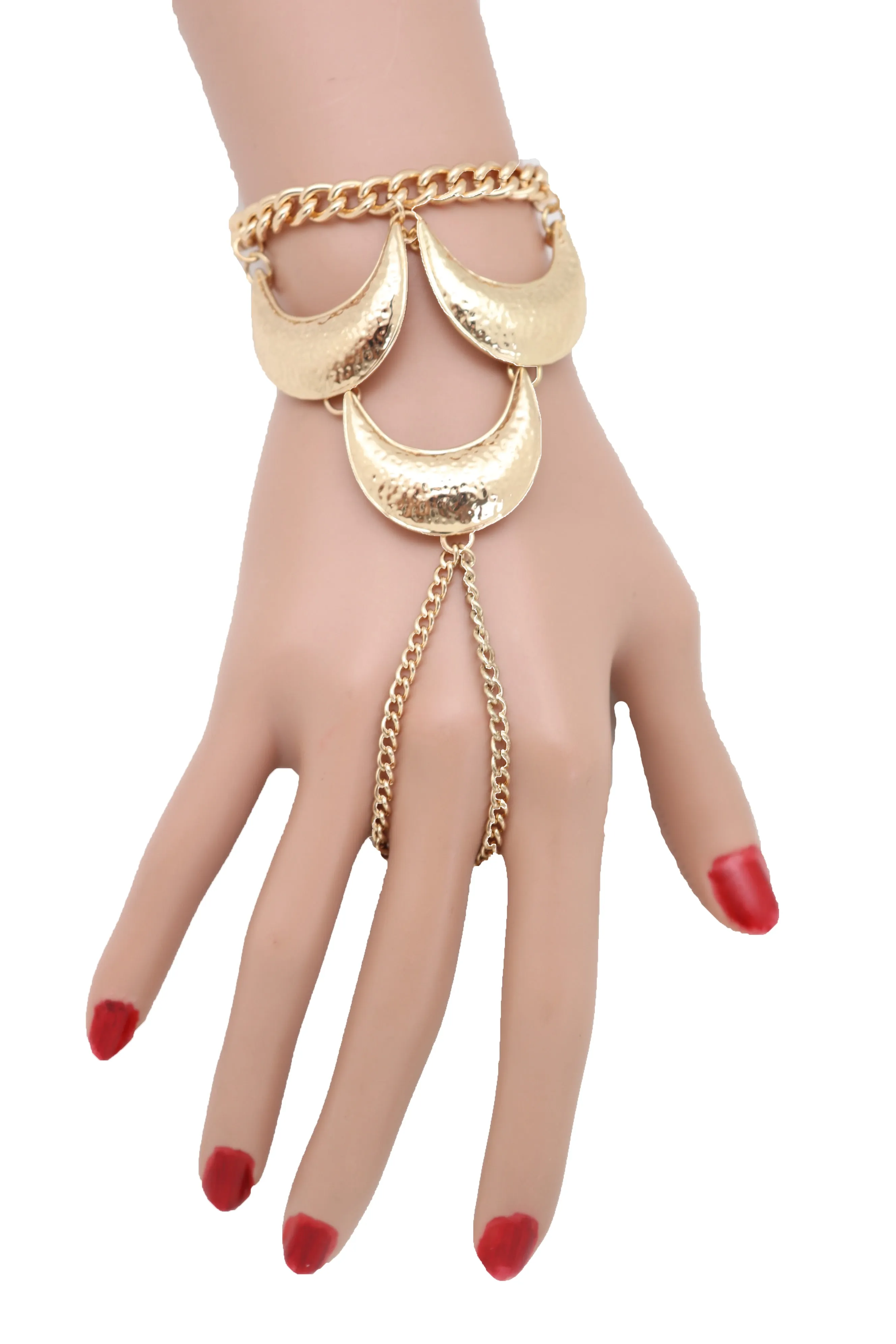 Wrist Bracelet Jewelry Gold Metal Hand Chain Ring Moon Crescent Charms Hot