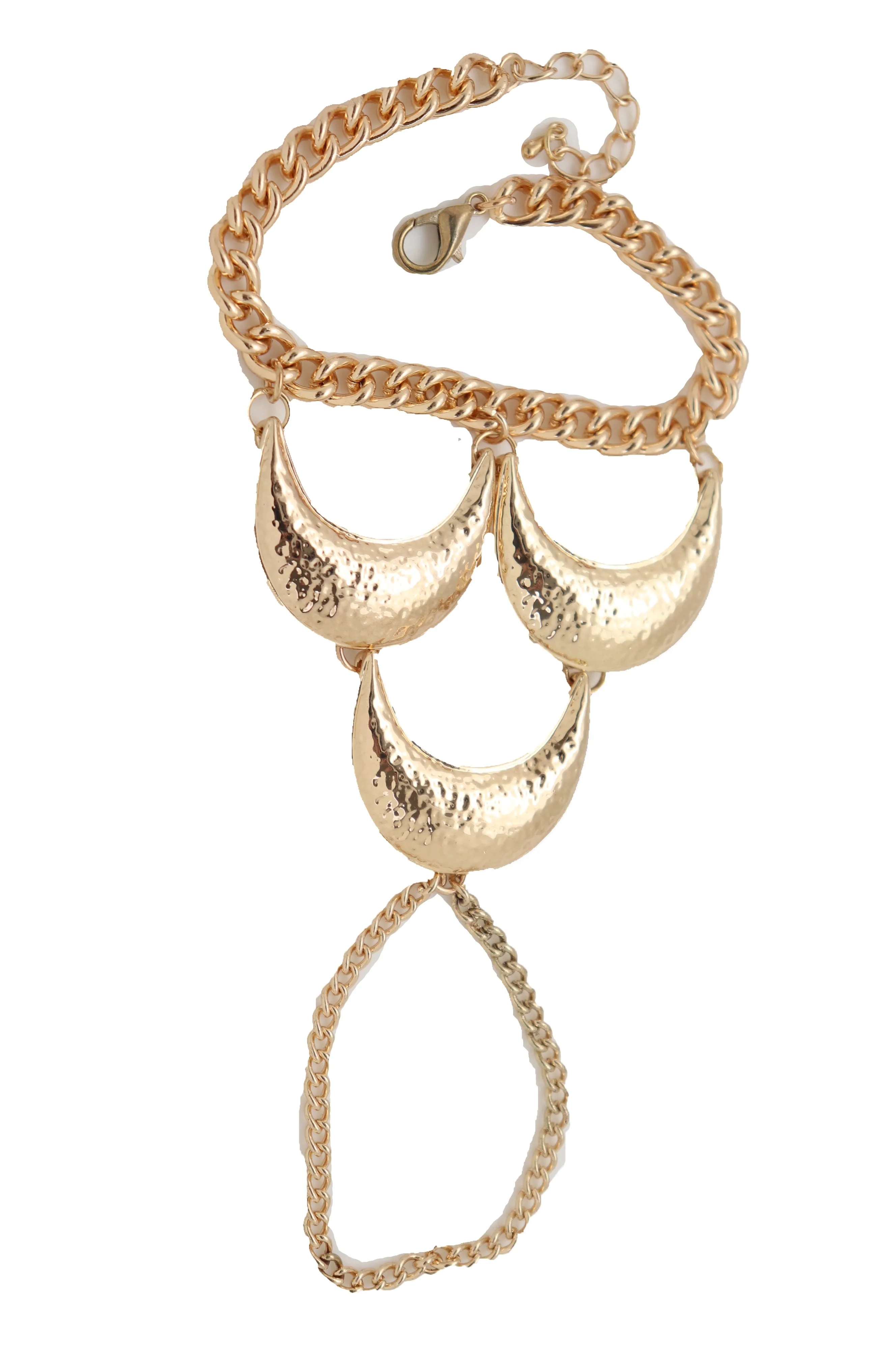 Wrist Bracelet Jewelry Gold Metal Hand Chain Ring Moon Crescent Charms Hot
