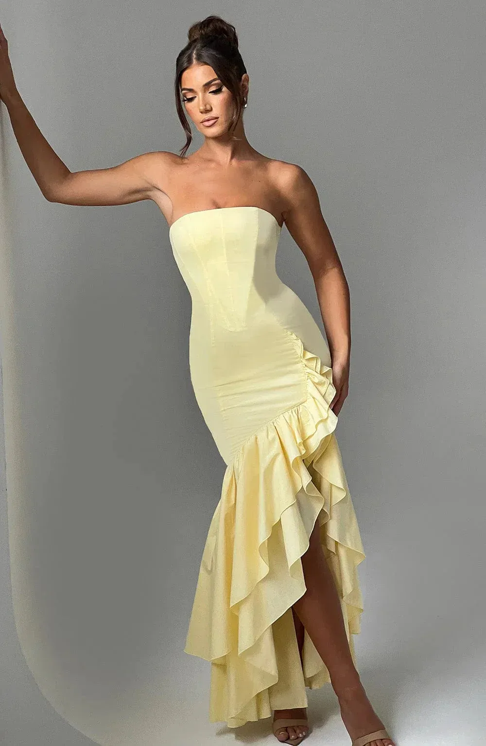 Xyrelle Sleeveless Slit Ruffle Maxi Dress