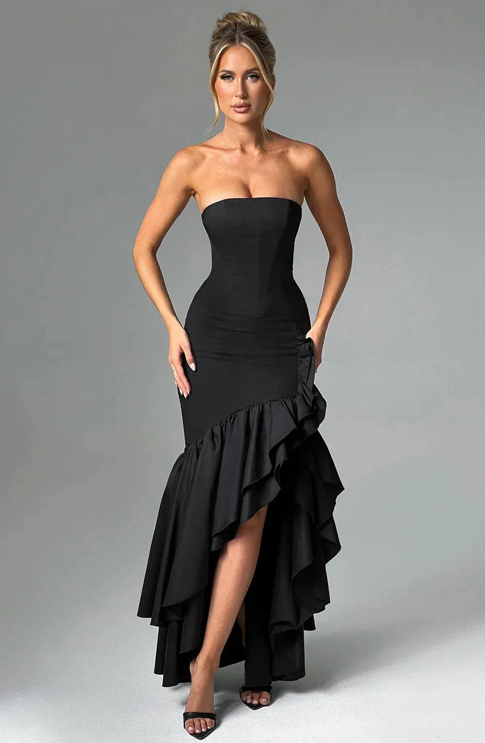 Xyrelle Sleeveless Slit Ruffle Maxi Dress