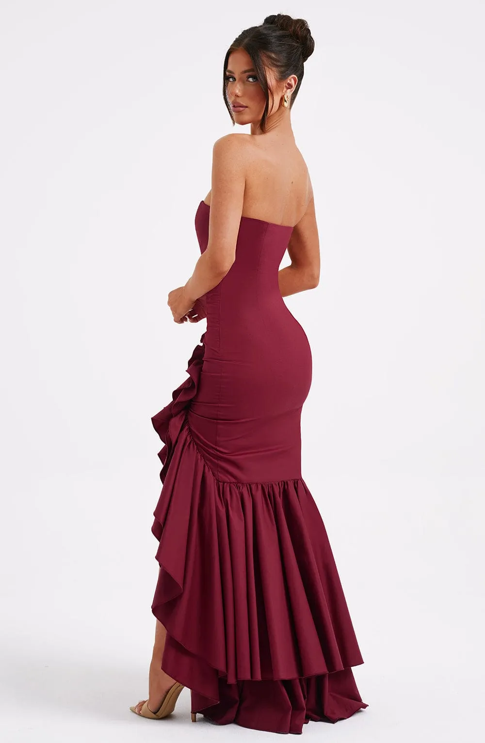 Xyrelle Sleeveless Slit Ruffle Maxi Dress