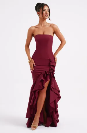Xyrelle Sleeveless Slit Ruffle Maxi Dress