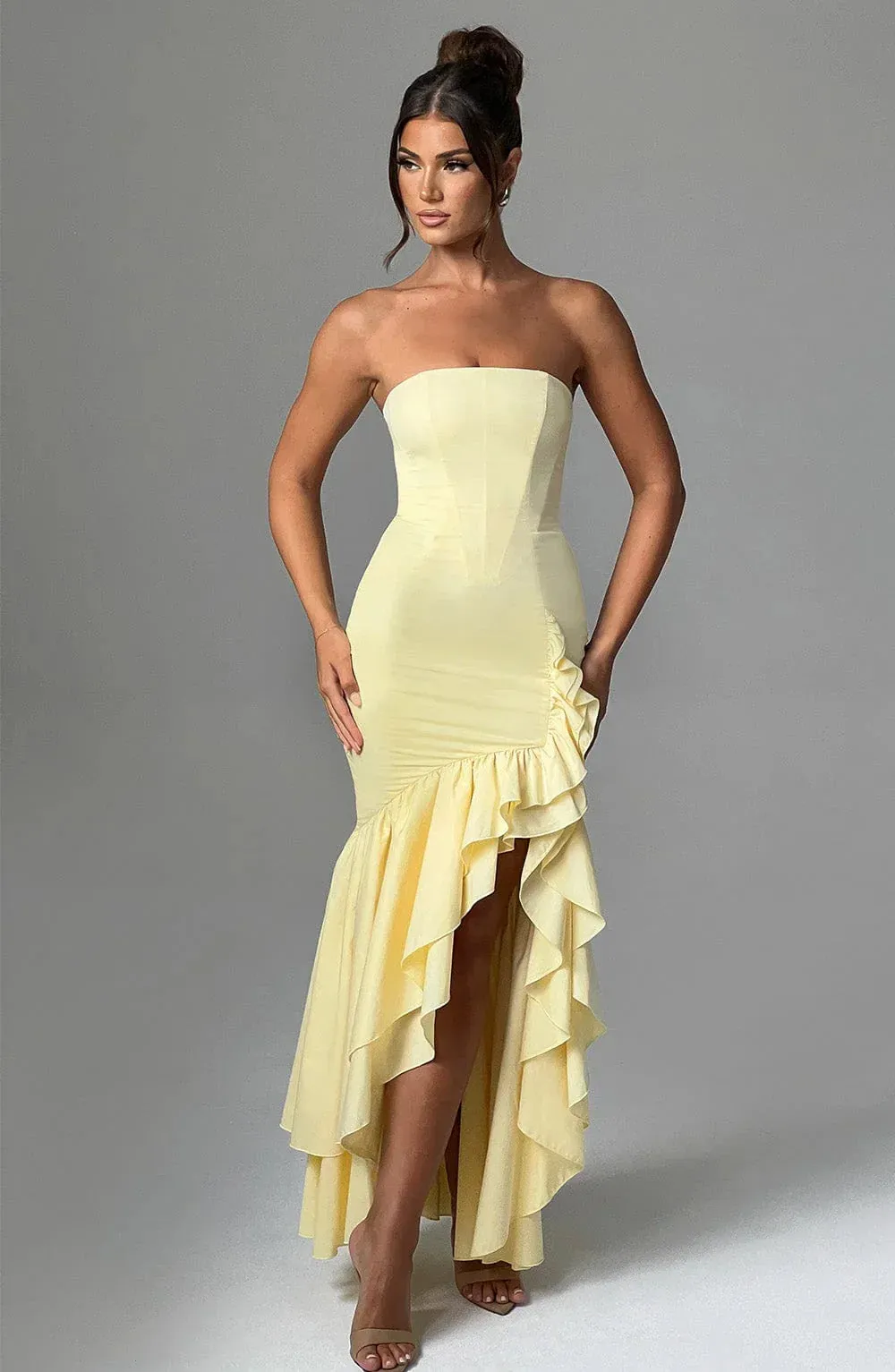 Xyrelle Sleeveless Slit Ruffle Maxi Dress