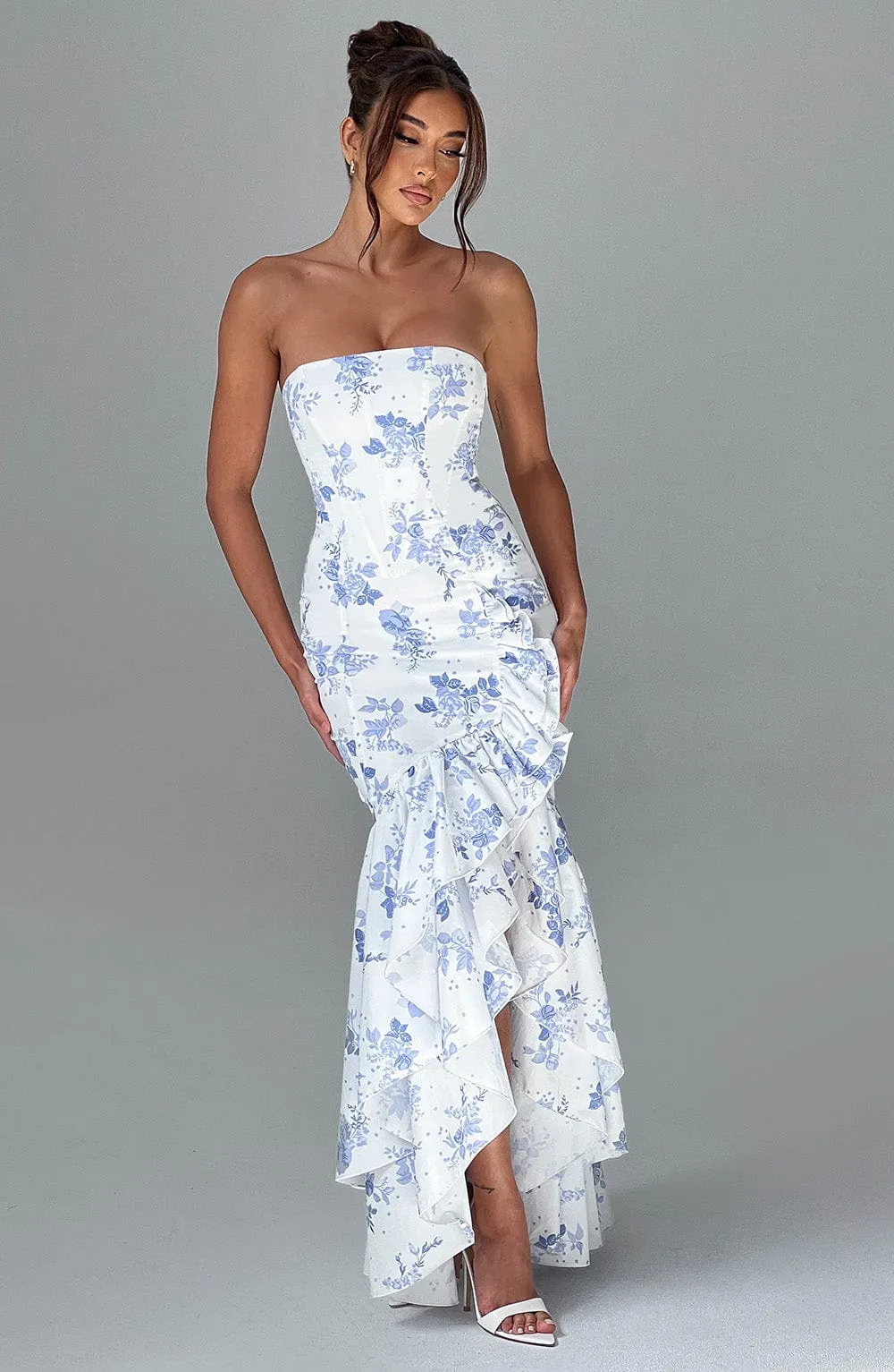 Xyrelle Sleeveless Slit Ruffle Maxi Dress