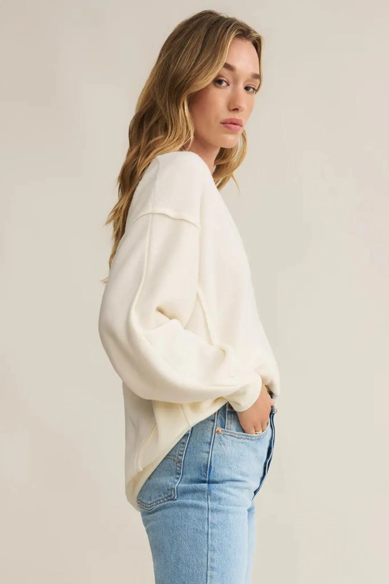 Z Supply: Out Of Towner Sweatshirt in Sea Salt
