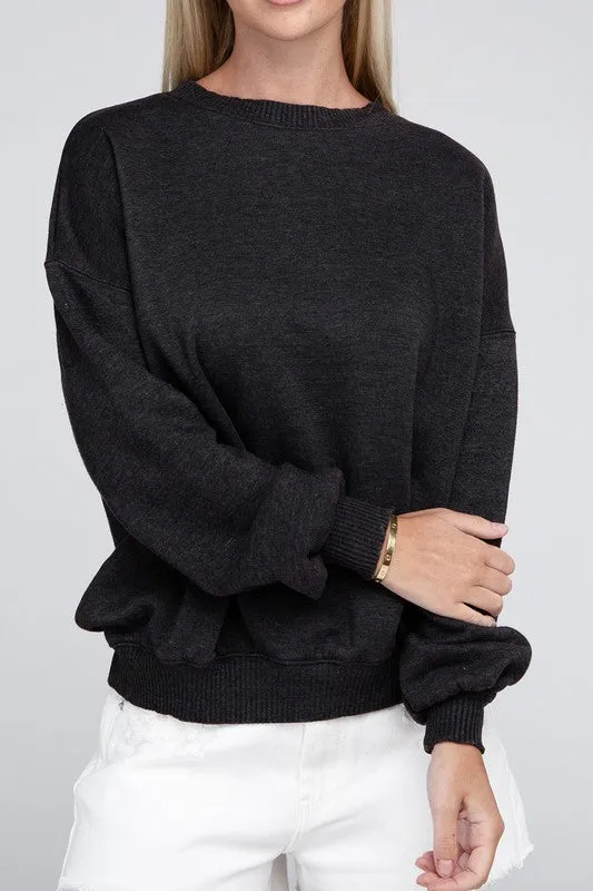 ZENANA Acid Wash Fleece Oversized Pullover