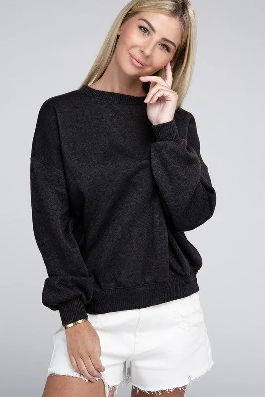 ZENANA Acid Wash Fleece Oversized Pullover