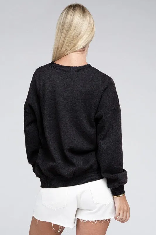 ZENANA Acid Wash Fleece Oversized Pullover