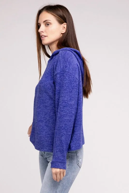 ZENANA Hooded Brushed Melange Hacci Sweater