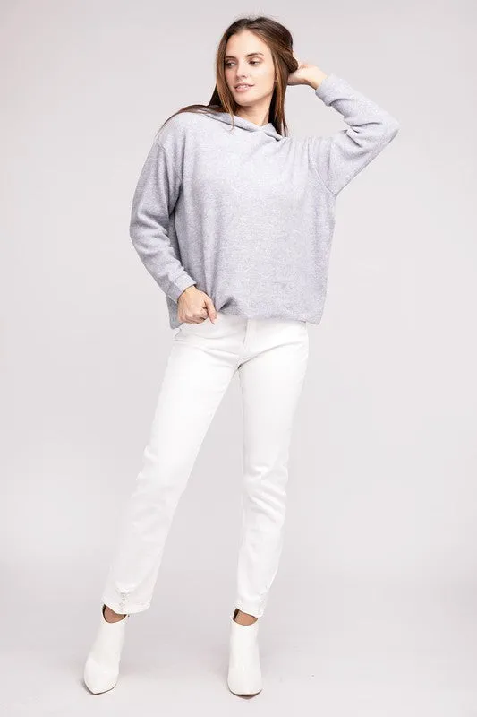 ZENANA Hooded Brushed Melange Hacci Sweater