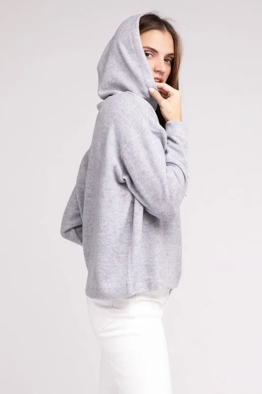 ZENANA Hooded Brushed Melange Hacci Sweater