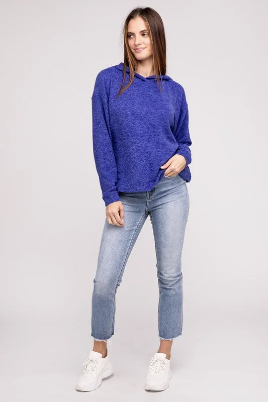 ZENANA Hooded Brushed Melange Hacci Sweater