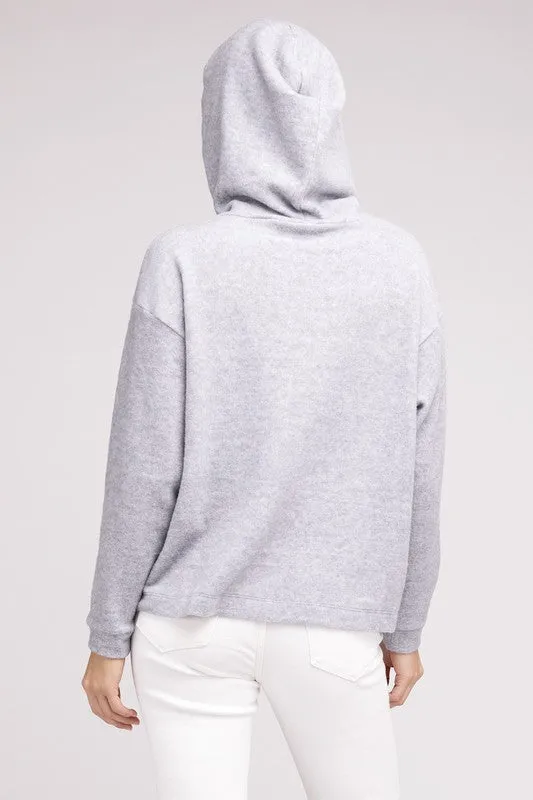 ZENANA Hooded Brushed Melange Hacci Sweater