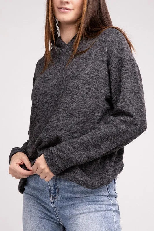 ZENANA Hooded Brushed Melange Hacci Sweater