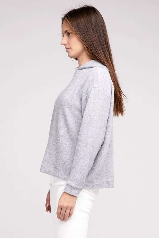 ZENANA Hooded Brushed Melange Hacci Sweater