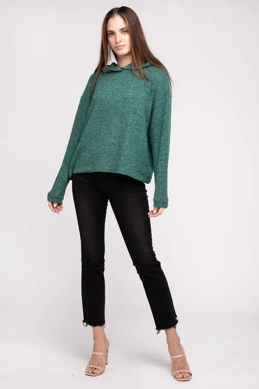ZENANA Hooded Brushed Melange Hacci Sweater