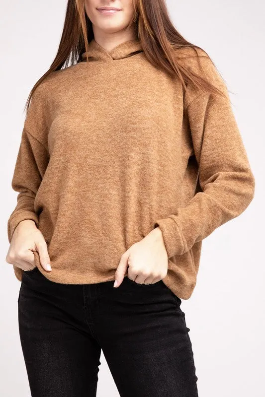 ZENANA Hooded Brushed Melange Hacci Sweater