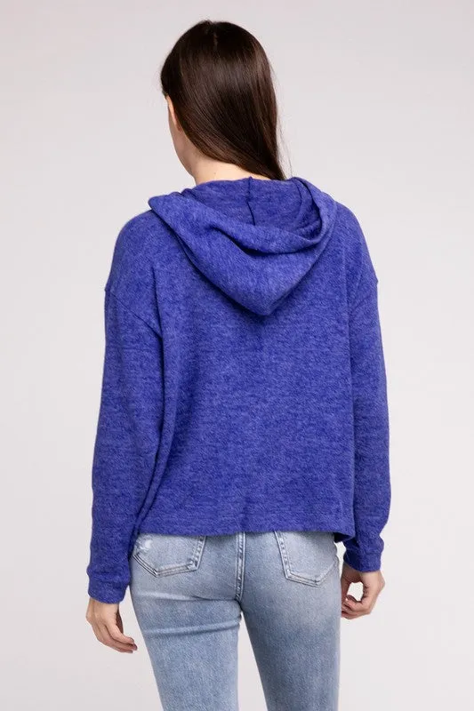 ZENANA Hooded Brushed Melange Hacci Sweater
