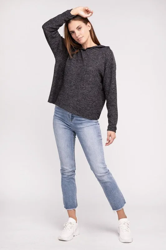 ZENANA Hooded Brushed Melange Hacci Sweater