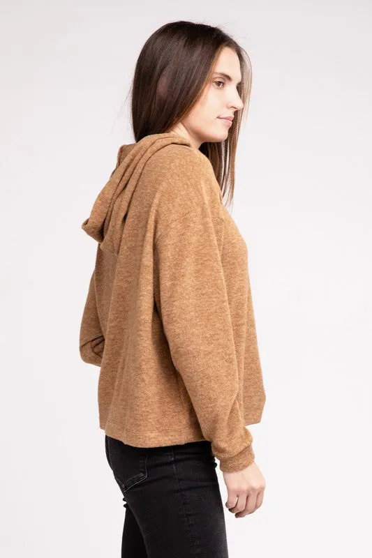 ZENANA Hooded Brushed Melange Hacci Sweater
