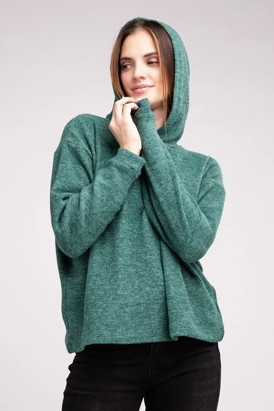 ZENANA Hooded Brushed Melange Hacci Sweater