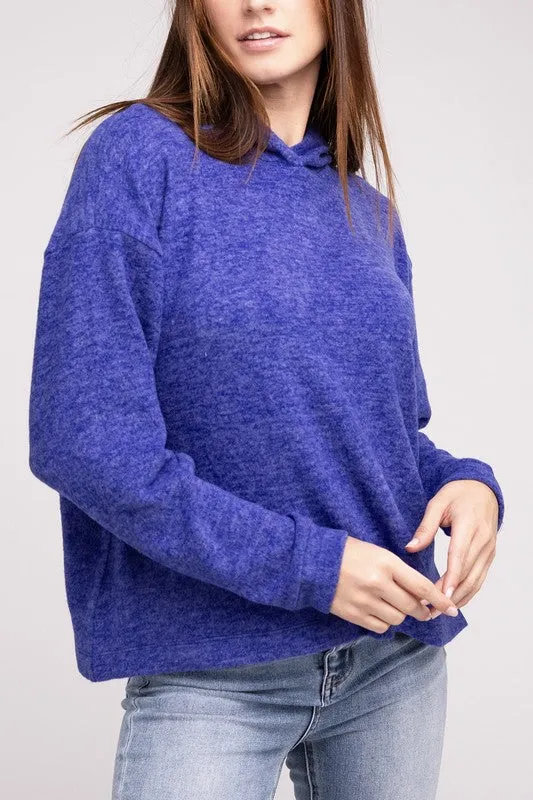 ZENANA Hooded Brushed Melange Hacci Sweater