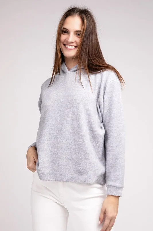 ZENANA Hooded Brushed Melange Hacci Sweater