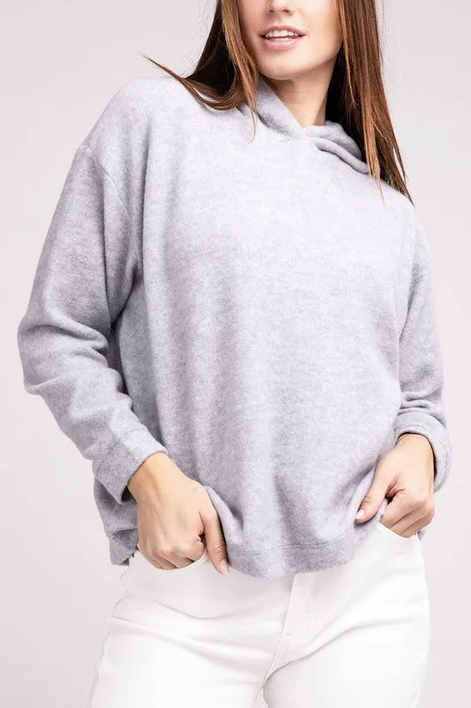 ZENANA Hooded Brushed Melange Hacci Sweater