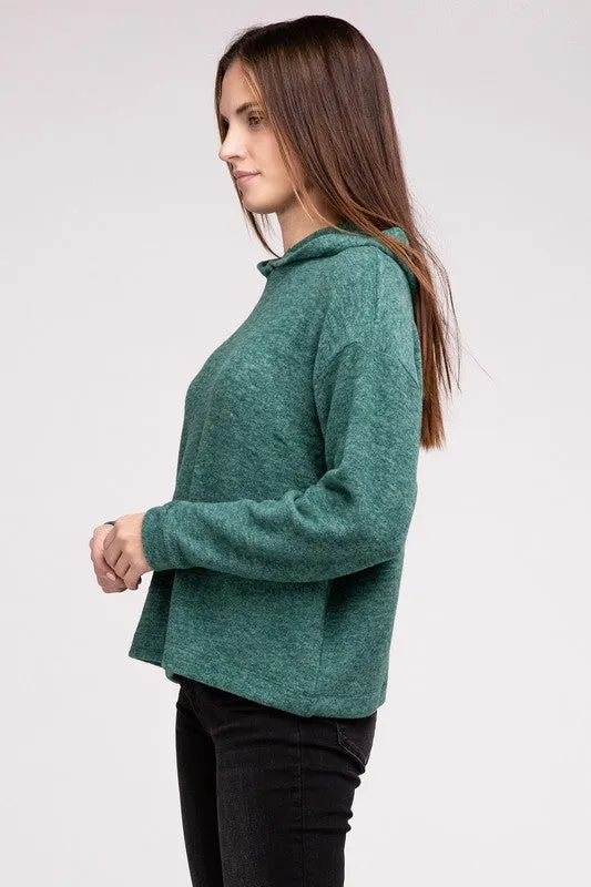 ZENANA Hooded Brushed Melange Hacci Sweater