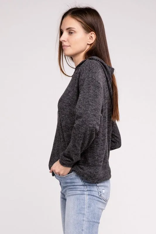 ZENANA Hooded Brushed Melange Hacci Sweater