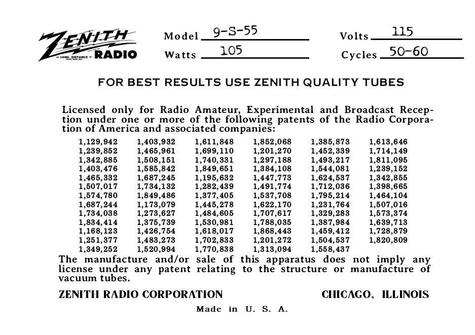 ZENITH-9S55